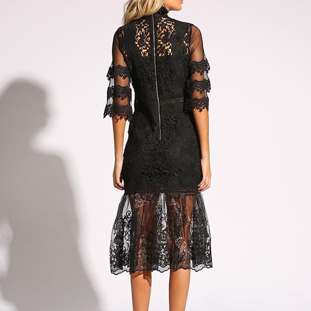 Love Culture Black Tulle Embroidered Dress - Picture 3 of 5